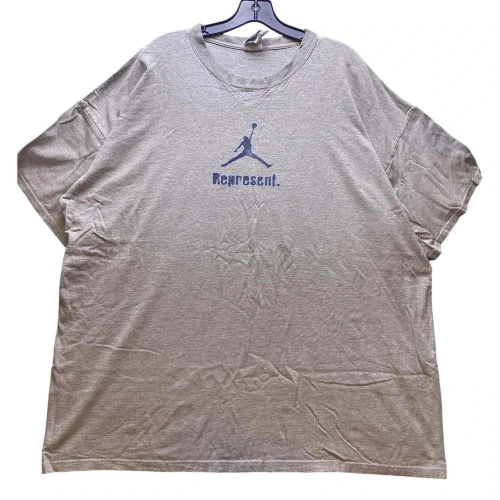 Air Jordan Represent Mens 3XL Jumpman Nike Spell Out Y2K Gray‎ Blue Athleisure